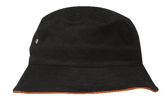 Headwear Bucket Hat With Sandwich Trim Brushed Heavy Sports Twill *no Sandwich* X12 - City Workwear